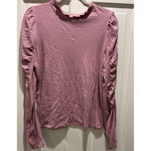 Maeve by Anthropologie‎ Pink Tee Ruched Sleeves Size M